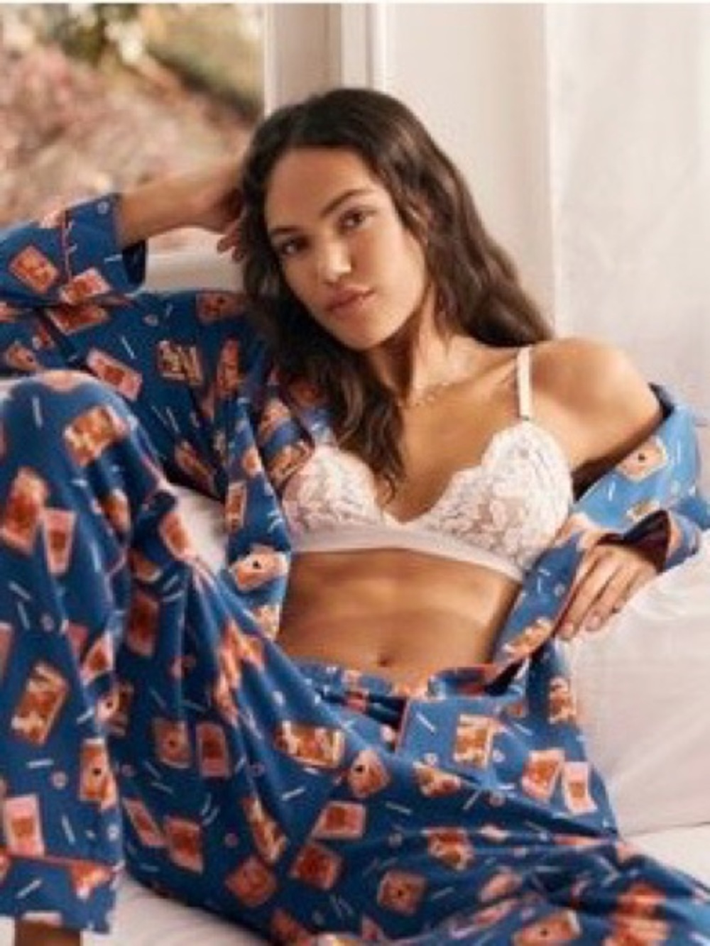 BedHead Navy Blue Red Matchbox Print Pajama Set